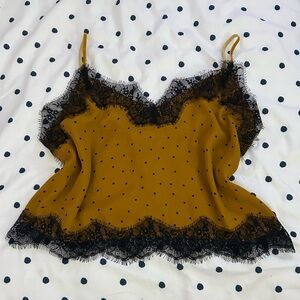 Lace polka dot tank top